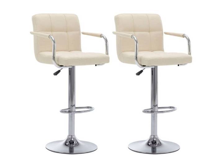 SOLDES d'Automne Lot de 2 Chaises de bar - Tabourets Hauts pour Bar-Cuisine - crème tissu - 53x52x112cm 867