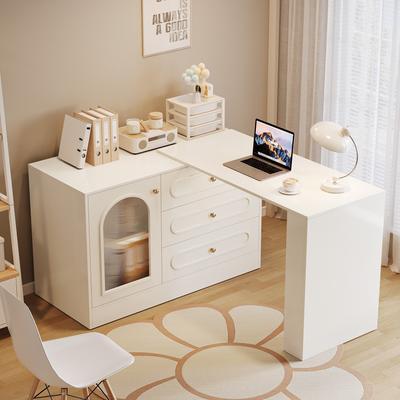 BLUEBELL Modern 360° Rotatable Computer Desk with 3 Drawers, L Shaped Corner Executive Desk