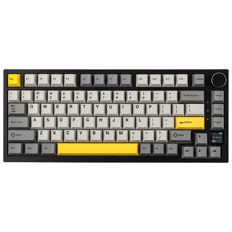 AJAZZ AK820 Pro 75% mechanisch toetsenbord, Tri-mode (Bedraad/Bluetooth/2,4 GHz), TFT-display, RGB, Hot-swap, Gift Switch, PBT-toetsdoppen, Grijs