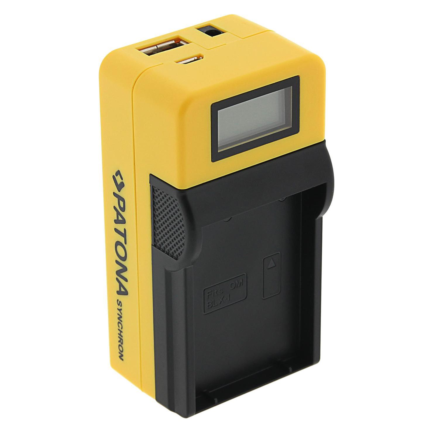 Patona Synchron USB Ladegerät f. Olympus OM-1 BLX-1 mit LCD-Display (Kamera Akku Ladegerät) (61064015)