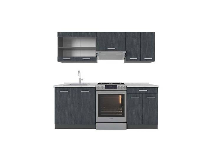 Ligne de cuisine R-Line 200cm PT Marbre Béton noir/Anthracite Vicco 47430