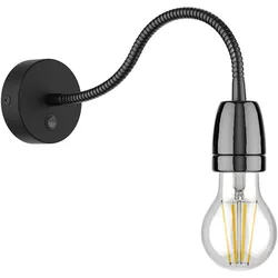ledscom.de Wandleuchte POZ, Schwanenhals, Schalter, Porzellan, Stahl, schwarz glänzend, inkl. E27 3-Stufen LED Lampe max. 963lm warmweiß