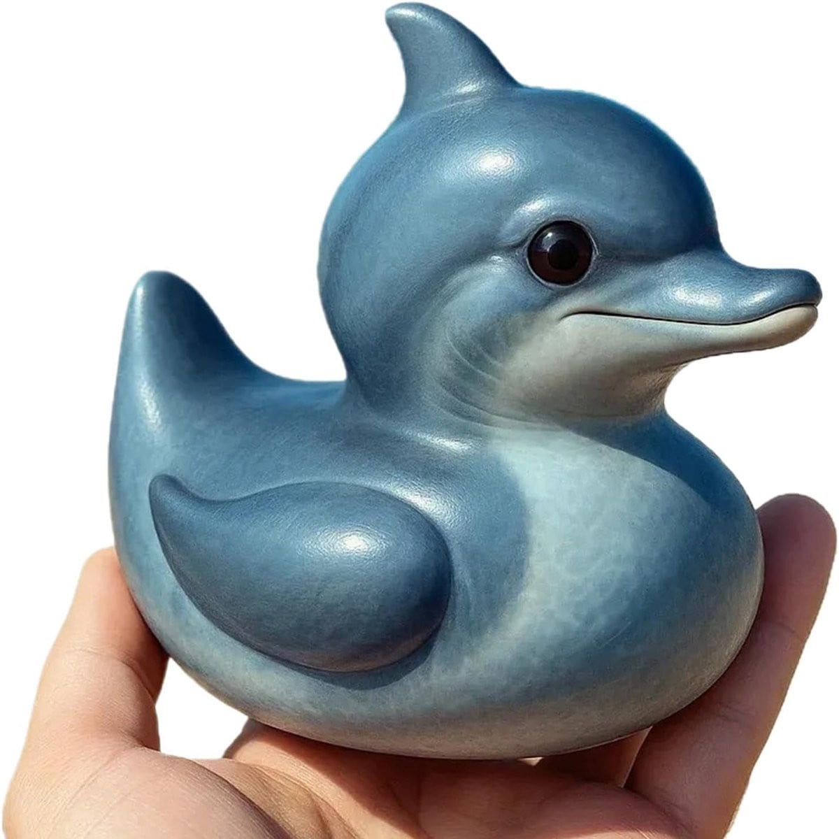 Handgemaakt Eendenfiguur Decoratie - Dierenbeeldje van Hars - 8 x 8 x 7 cm