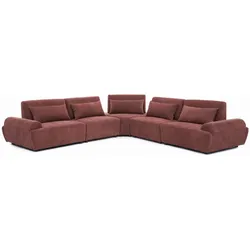 Oviala Business Modulares 5-Sitzer-Ecksofa mit verstellbarer 340 cm gebranntes Rot Oviala