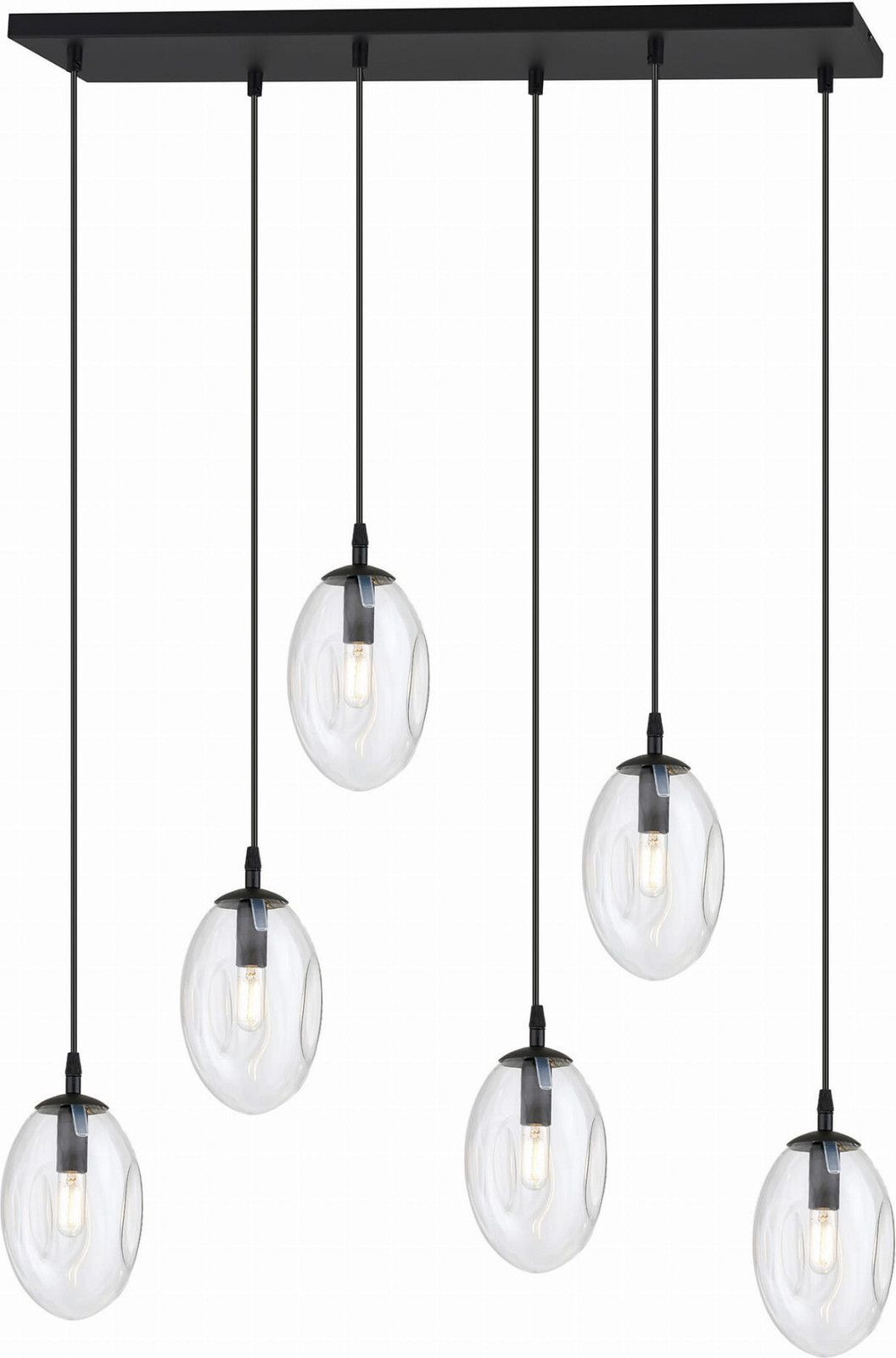 Emibig Lighting Hanglamp Astral 6xE14 10W met 6 transparante lampenkappen, model 1265/6