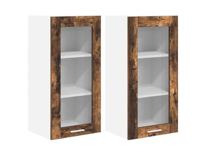 IBUQDDV Hängeschrank 2 STK. Räuchereiche Holzwerkstoff Küchenschrank mit Stauraum, glatte Oberfläche, rechteckige Form, einfache Pflege, für Küchenutensilien