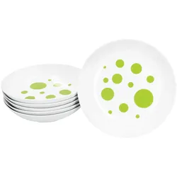 Pula grün 6er Set Suppenteller 450ml Porzellan 6 Pers. tiefe Teller Pasta Punkte
