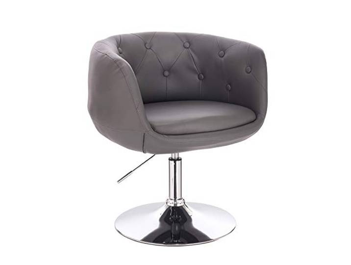 SVITA Panama Retro Loungestuhl Polsterstuhl Cocktailsessel Tellerfuß (Grau, Kunstleder)