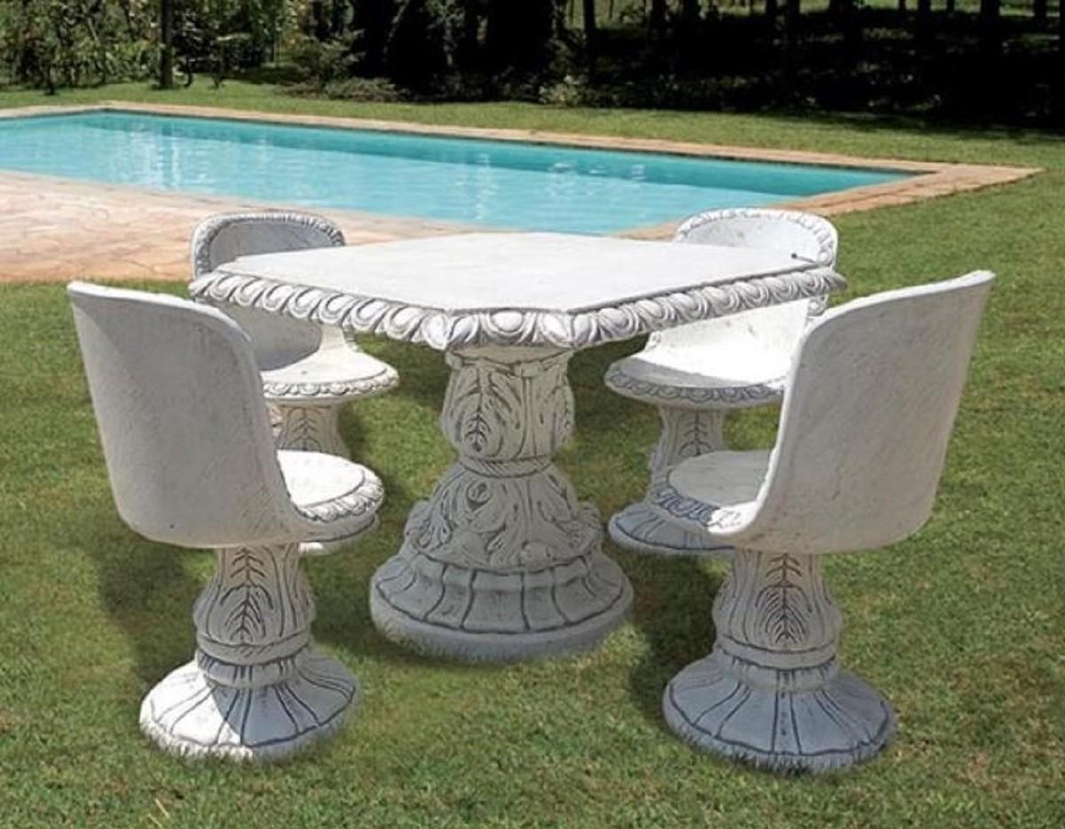 Casa Padrino Barock Garten & Terrassen Möbel Set Antik Grau