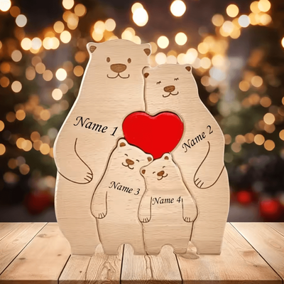 Inspire Curations Personalized Wooden Bear Family Puzzle Custom 2 6 Name Keepsake 4 Little Bears