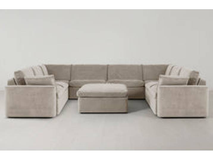 Model 13 U-Form Sofa mit Polsterhocker, Kreideweiß