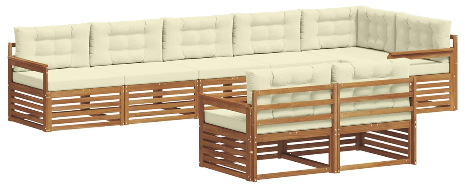 Outdoor-Sofagarnitur mit Kissen 8 pcs Natur und Creme