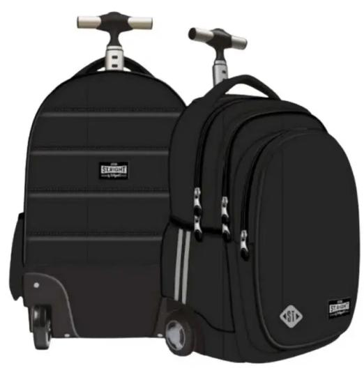 Rucksack auf Rollen, 4 Fächer, TB1, Schwarz, Vintage-Design - ST-MAJEWSKI
