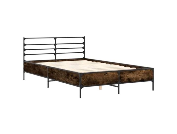 KTHLBRH Bettgestell Eiche Rauch 120 x 190 cm aus mehrschichtigem Holz Beine aus Metall, Lattenrost aus Sperrholz im Lieferumfang enthalten, Rückenunterstützung, Matratze nicht im Lieferumfang