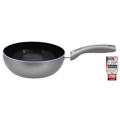 Wok ELO "Wok-/Pastapfanne 20cm Ducato", silber (silberfarben, schwarz), H:7cm Ø:20cm, Pfannen, Wok, Induktion
