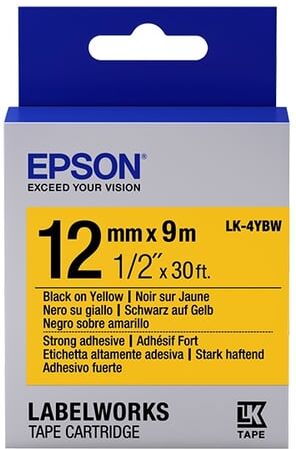 Epson LK-4YBW Cinta negro sobre amarillo extra fijación 12mm (C53S654014)