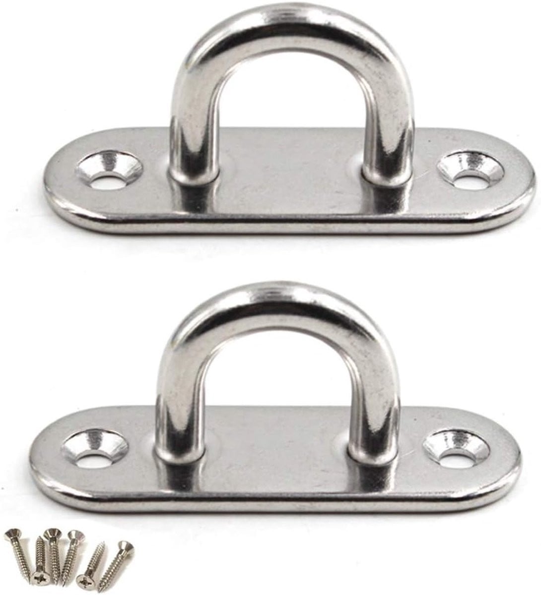 Set van 2 roestvrijstalen wandhaken met schroeven