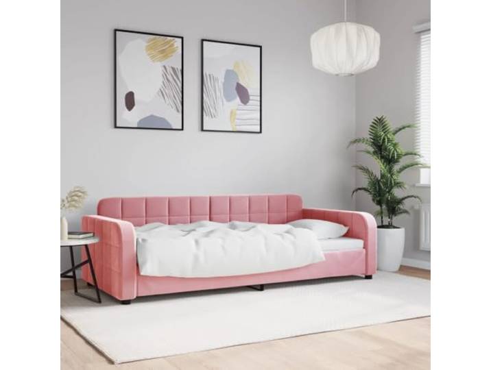 YUOTYRKTEJRSG Samt 2 in 1 Schlafsofa Gästebett Rosa 90x200 cm Tagesbett Rosa 90x200 cm Samt Schlafsofa mit Metallgestell Tagbett Gästebett 2-in-1 Sofabett für Wohnzimmer Schlafzimmer