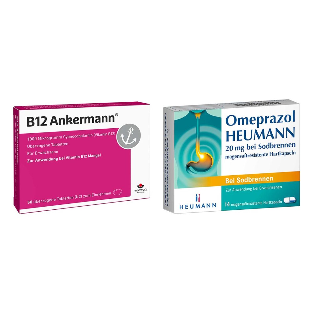 B12 Ankermann überzogene Tabletten + Omeprazol Heumann 20 Mg B.s 08105432