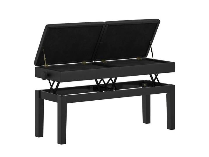 HOMCOM Klavierbank Klavierhocker mit Stauraum Pianobank bis 220 KG Belastbar (Pianobank, 1-St., Klavierhocker), Kunstleder, Schwarz, 105 x 37 x 48-58 cm