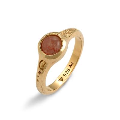 Silberring HAZE & GLORY "Ring Siegelring Sonnenstein Orange 925 Sterling Silber - De La Ray" Gr. 52, gold, Fingerringe, Damen, 52, Silber 925 (Sterlingsilber), Silberring