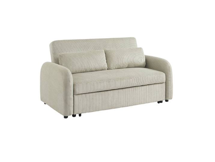 Sweeek Canapé convertible arrondi 2 places velours côtelé LINO Gris Clair