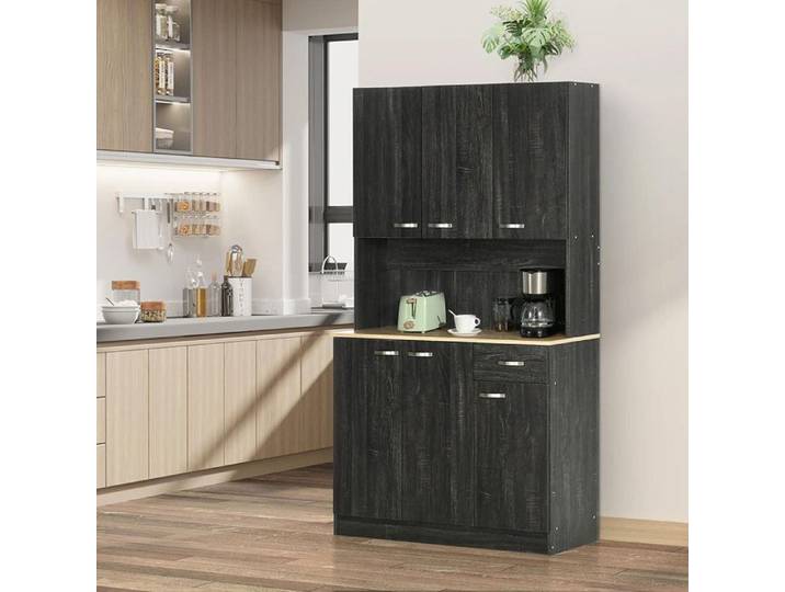 Buffet Cuisine Contemporain multi-rangements 6 portes 1 tiroir + grand plateau