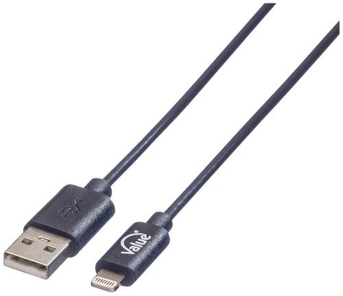 Value USB-Kabel USB 2.0 USB-A Stecker, Apple Lightning Stecker 1.80m Schwarz 11.99.8322