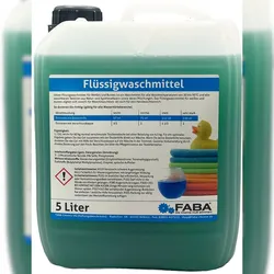 FABA Flüssigwaschmittel Konzentrat 5 L, grün, Universal Color angenehm frisch inkl. Ausgießer