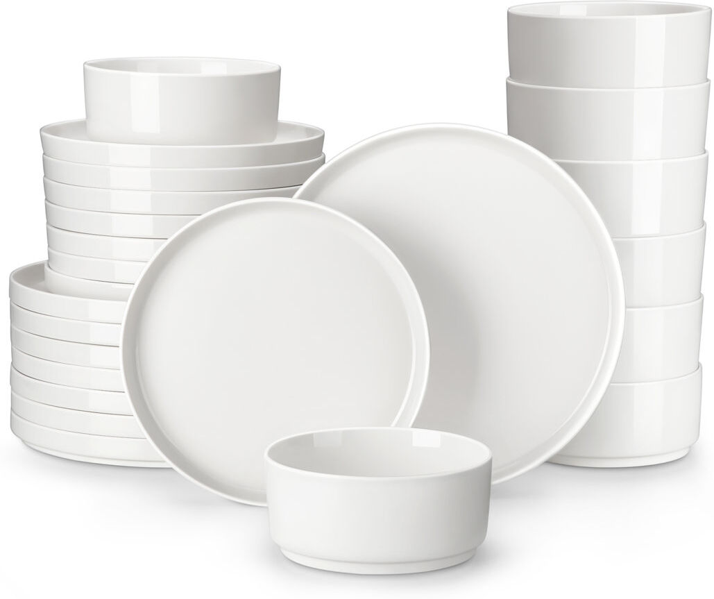 MALACASA 24 Piece Porcelain China Dinnerware Set - Service for 8 White 24