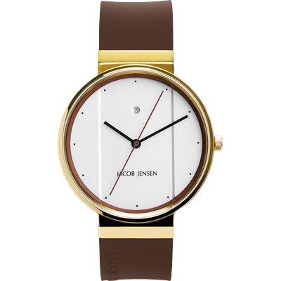 Quarzuhr JACOB JENSEN "New Line", braun, Armbanduhren, Herren, Quarzuhr, Armbanduhr, Herrenuhr, analog, Tag