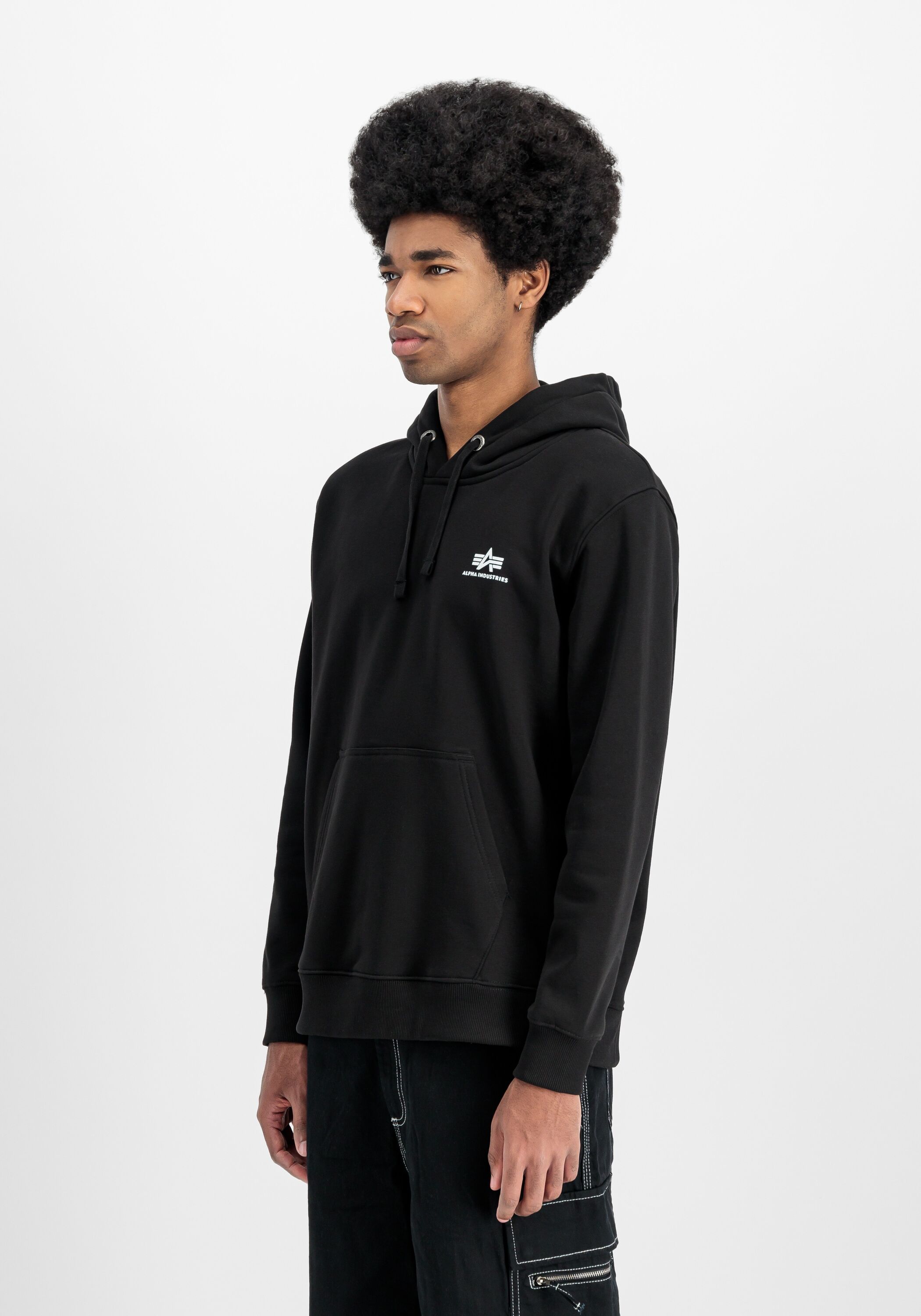 Hoodie ALPHA INDUSTRIES "Basic SL Hoodie", Herren, Gr. XL, schwarz, Obermaterial: 80% Baumwolle, 20% Polyester, regular fit, Sweatshirts Hoodie schwarz XL