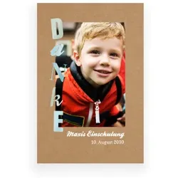 Danksagungen Einschulung im Design "Tanzende Buchstaben" - Musterkarte