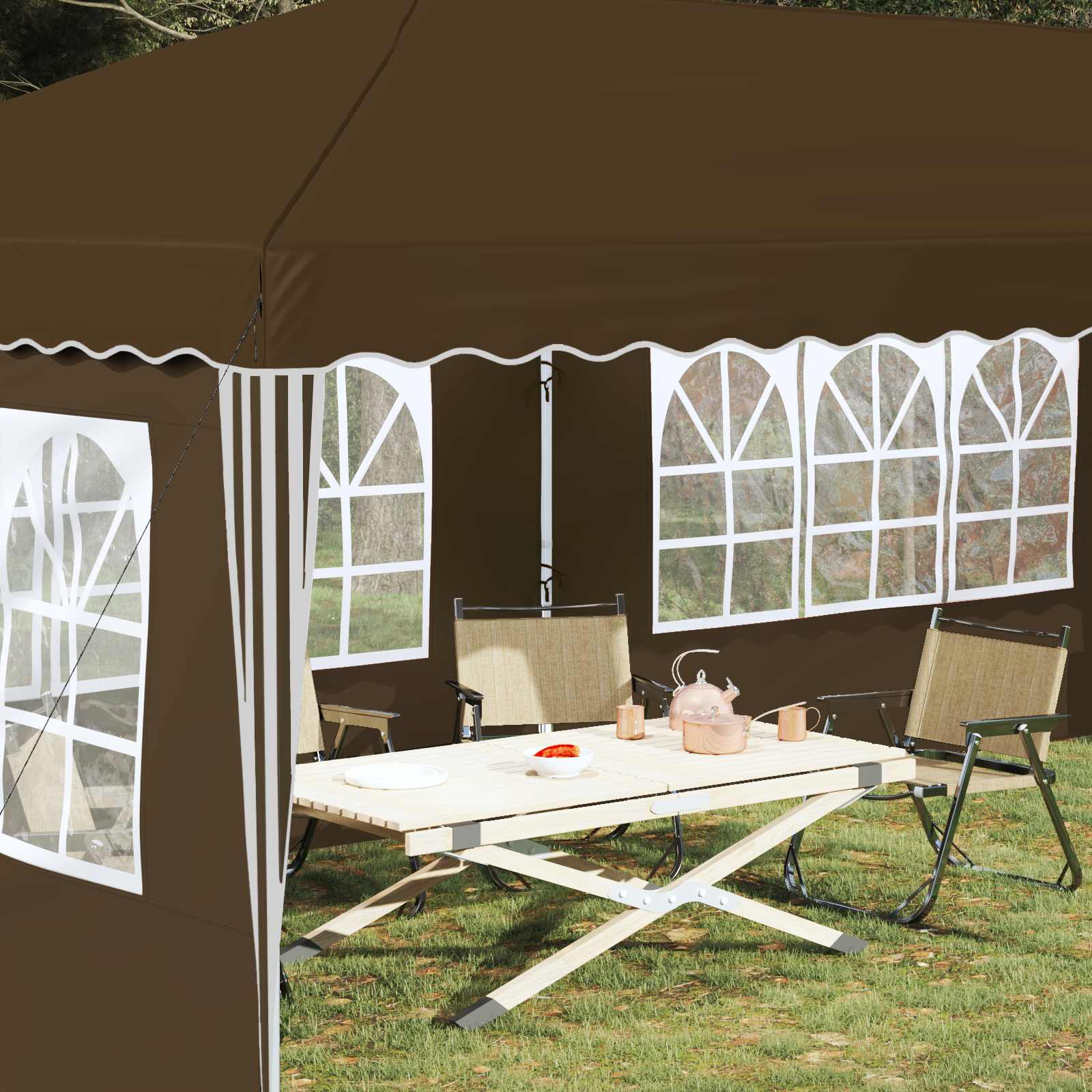 vidaXL Tente de fête pop-up 574 x 289 x 245 cm Taupe