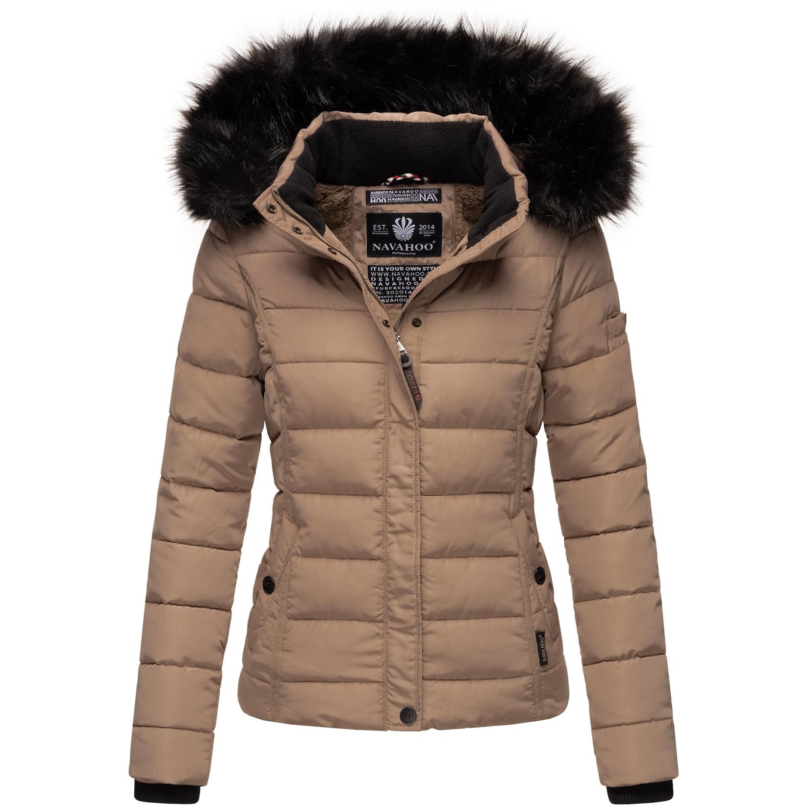 NAVAHOO Damen Steppjacke Hochwertige Winterjacke Mit Voluminöser Kunstpelz-Kapuze Miamor