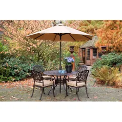 HARTMAN Amalfi Garten-Essgruppe, bronze, Alu-Guss, Ø120cm, 4 Sessel inkl. Wendekissen