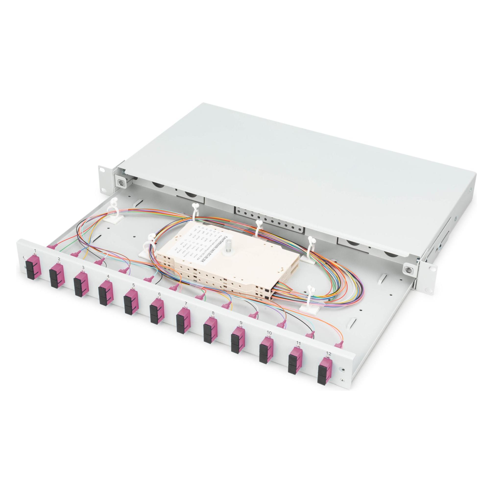 Digitus Ausziehbare Glasfaser - Spleissbox 1U Equipped 12xSC duplex inkl. M 25 Schraube Spleisskassette F... (DN-96321-4)