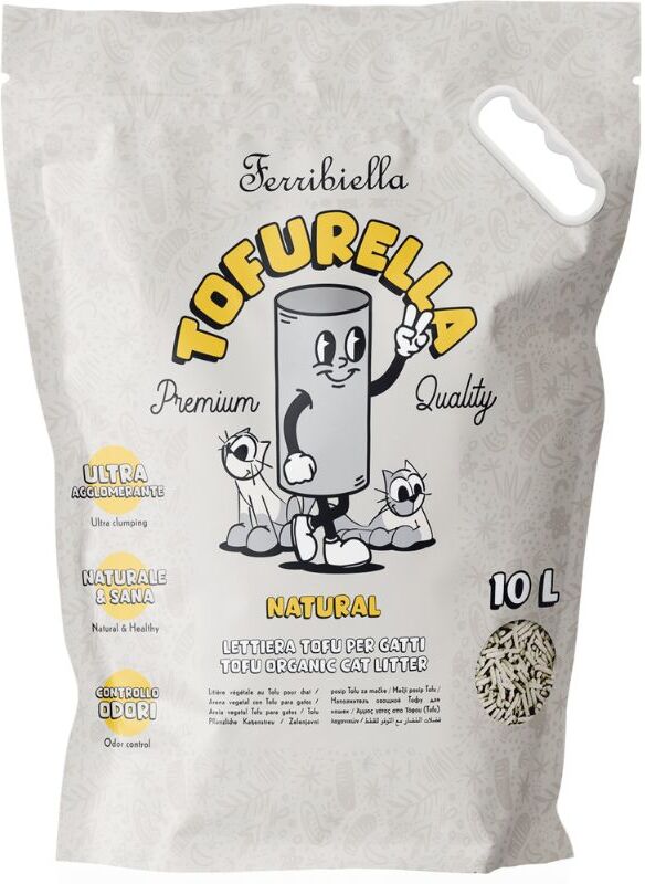 Ferribiella 1 SACCO Lettiera al Tofu per Gatti Tofurella Natural Biodegradabile Agglomerante 10 lt