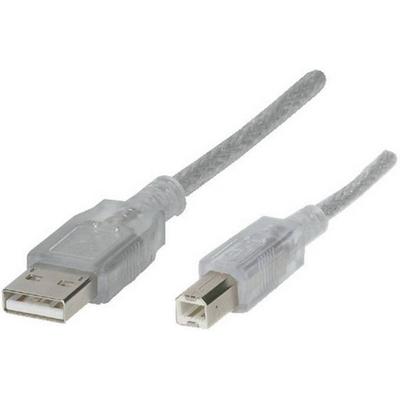 Renkforce USB-Kabel USB 2.0 USB-A Stecker, USB-B Stecker 3.00m Transparent RF-4538148