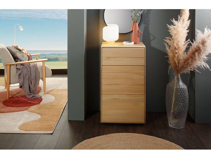 Massive Kommode Breite 51 cm 51 x 89 x 40cm Holz/Braun
