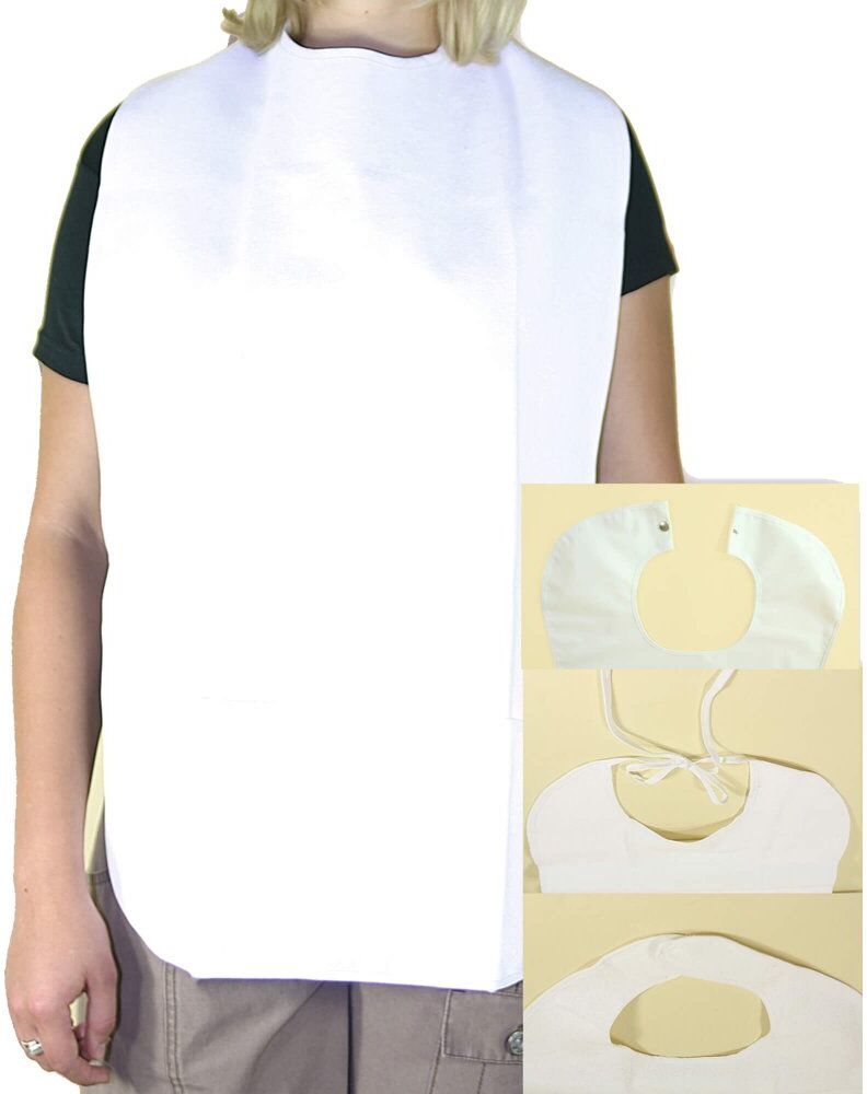 Careliv Produkte Lätzchen Erwachsenen folie/frottee weiss Auffangt.klettb. 1stk