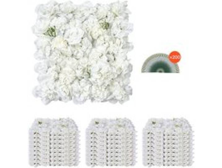VEVOR Künstliche Pflanzenwand, 24 Stück, 380x380x65 mm, Künstliche Hecke, nahtloses Design und einfache Installation für Hochzeit, Valentinstag, Zuhause, Babyparty, Hintergrunddekoration, weiß