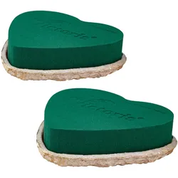 Creativery 2 Nass Steckschaum Herz 18cm Eco Unterlage Frischblumen Blumen Steckmasse Umweltfreundlich Steckschwamm Blumensteckschaum Floristikbedarf Grün