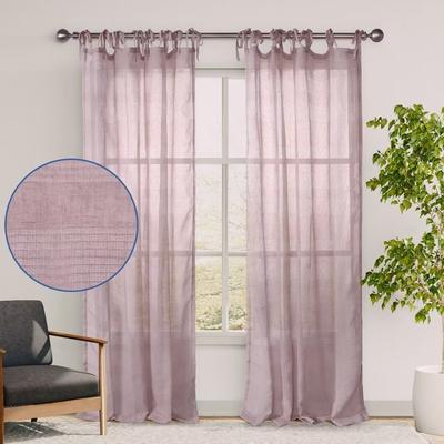 Awesome Home Stripe Sheer Tie Top Curtain Pair(2 panels)