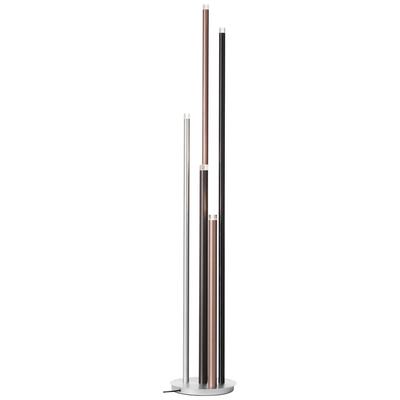 BRILLIANT Stehlampe "Cembalo", schwarz (alu, schwarz, braun), 5, Ø 27,5cm H: 155,3cm, 1 Stk., Leuchten, 5flg mit Fußdimmer, 155 cm Höhe, Ø 28 cm, 2200 lm, 3000 K, Stehlampe