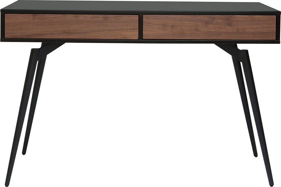 Miliboo Design-Schreibtisch in mattem Schwarz und Walnussfurnier TRIPOLI