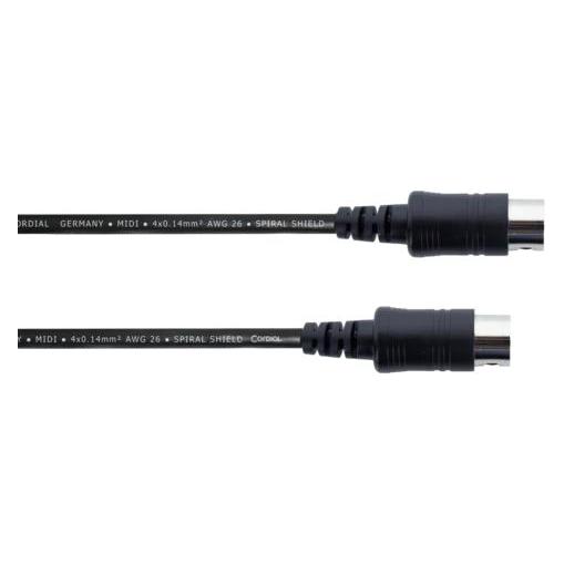 Cordial MIDI Verbindungskabel (1x MIDI-Male - 1x MIDI-Male) 1 m Schwarz (1 m, MIDI Kabel) (14894)
