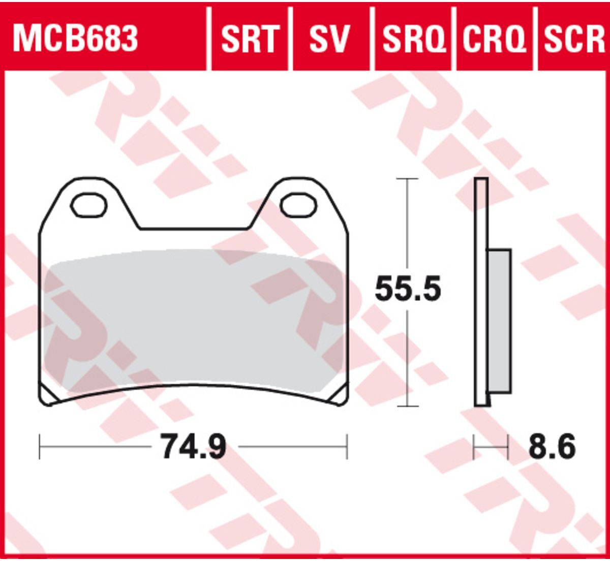 Bremsbelagsatz TRW MCB683CRQ ohne Straßenzulassung