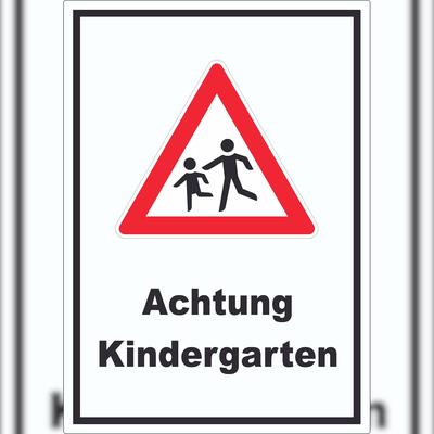 HB-Druck Achtung Kindergarten Aufkleber A0 (841x1189mm)