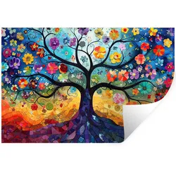 WANDTATTOO Kunst - Baum des Lebens - Blumen - Hippie Wandsticker 120x80 cm